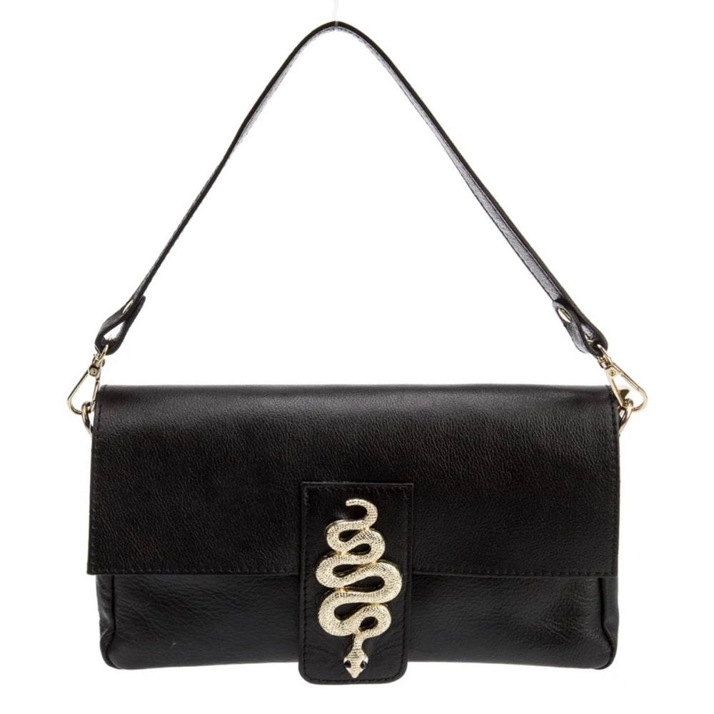 House of Harlow 1960 Leather Bag with Gold Snake Accent